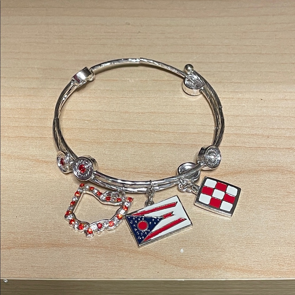 Silver Charm Bracelet with Ohio charms